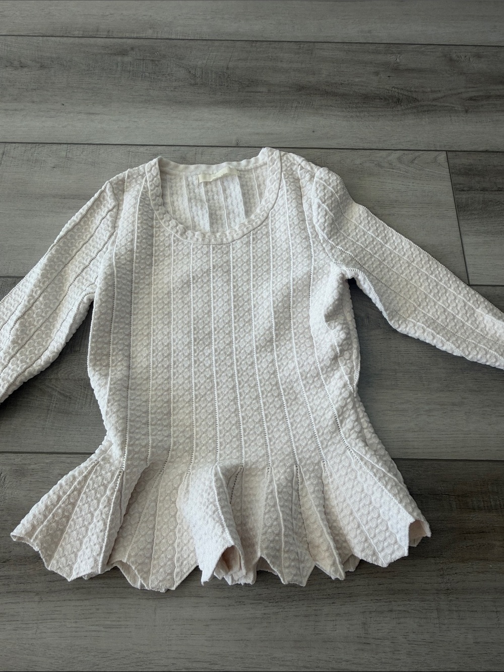Jonathan Simkhai White Textured Peplum Top